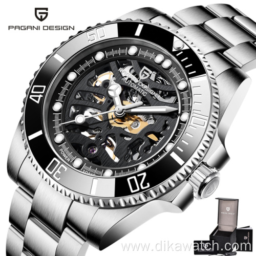 2021 PAGANI DESIGN Automatic Watch Men Skeleton Mechanical 100M Waterproof Sports Full Stainless Steel Top Brand Luxury Watches